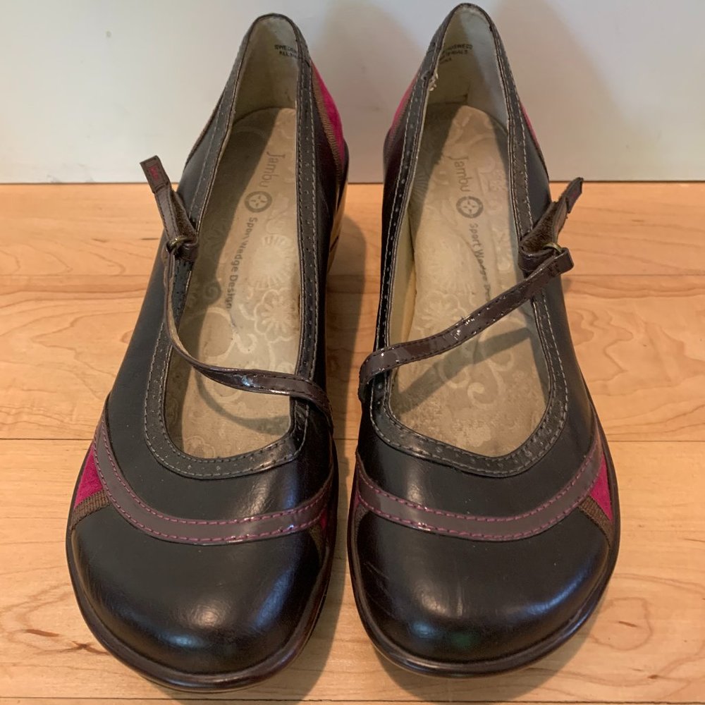 Jambu Sport Wedge, Brown Vegan Leather, Size 7.5